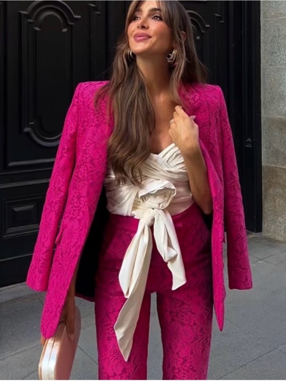 Zara Hot Pink Lace Blazer and Trousers Set S - Picture 2 of 7